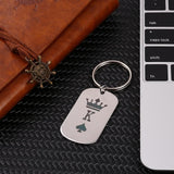 Metal Engraved Chain Keyring and Charm Bag Key 1 Chain Car Q and Square Decoration Spades 3cm Pendant Crown 18inch Gift